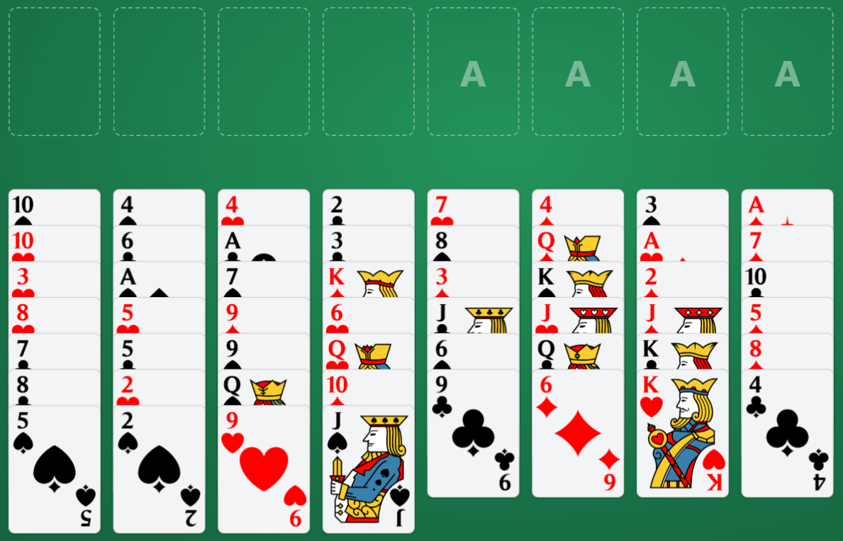 Käynnissä oleva FreeCell-pasianssi-peli