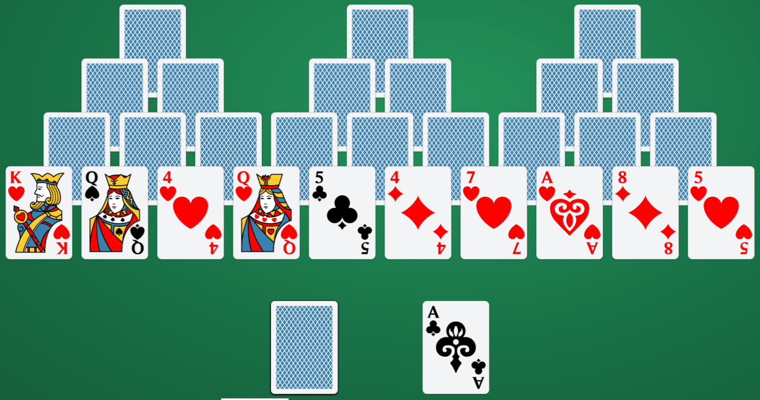 Rozohraná partia hry TriPeaks Solitaire
